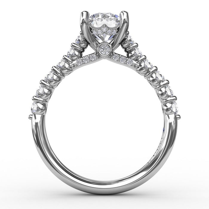 Cathedral Shank with Hidden Halo and Bridge Detail Engagement Ring Setting