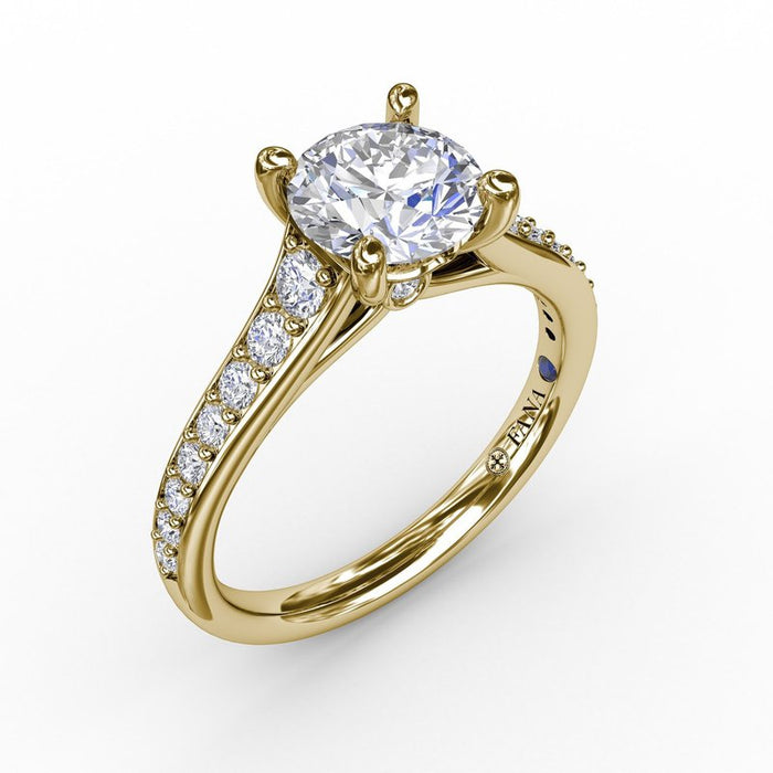 Graduated Diamond Cathedral Shank Engagement Ring Setting
