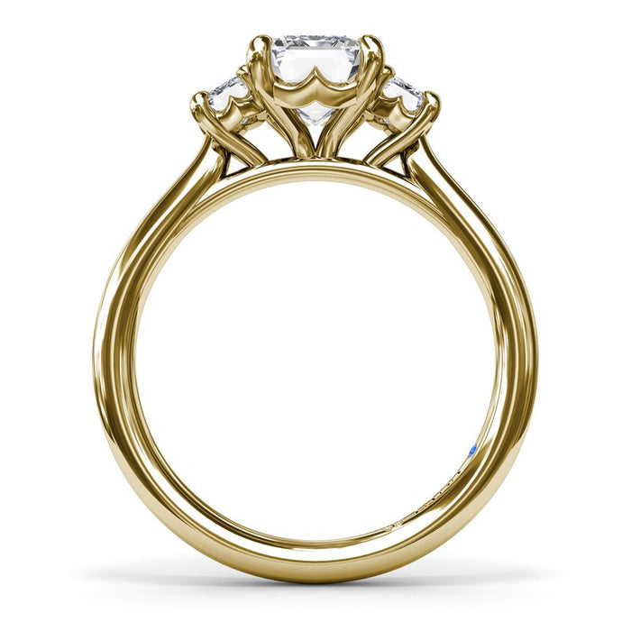 Three-Stone Emerald-Cut Engagement Ring Setting