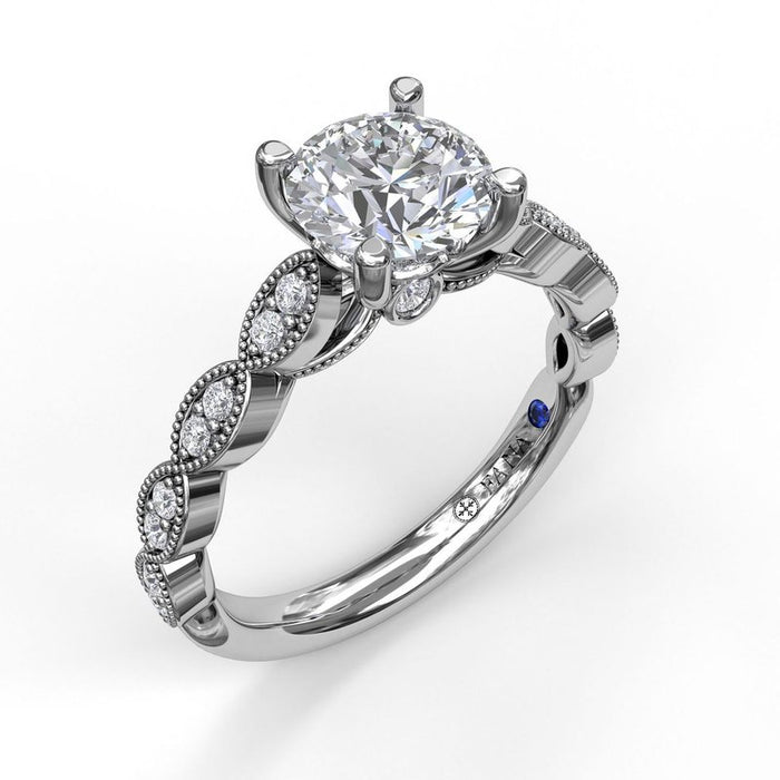 Vintage Marquise Accent with Milgrain Detail Engagement Ring Setting