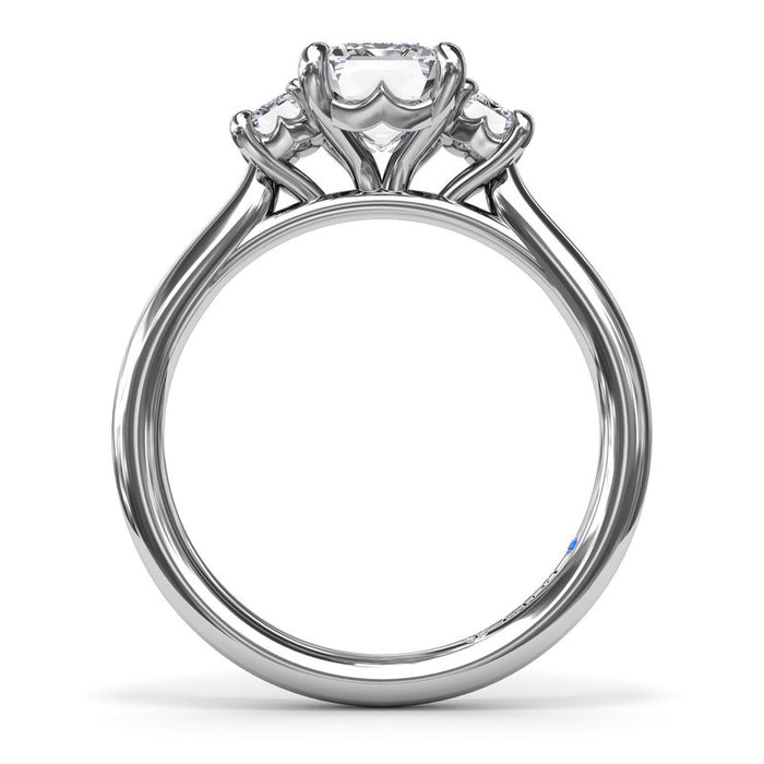 Three-Stone Emerald-Cut Engagement Ring Setting