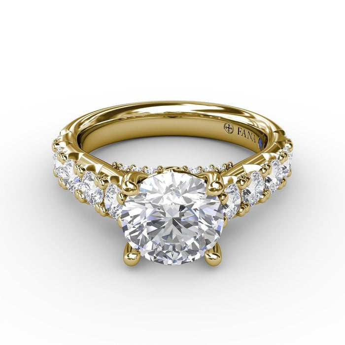 Chunky Diamond Shank with Pavé Bridge Engagement Ring Setting