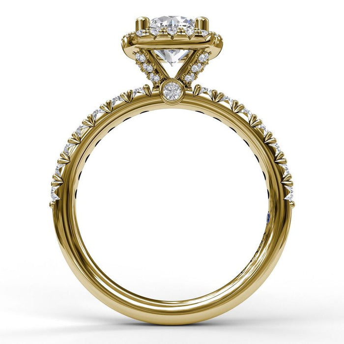 Classic Halo with Side Profile Detail Engagement Ring Setting