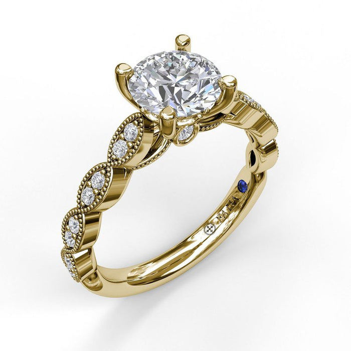 Vintage Marquise Accent with Milgrain Detail Engagement Ring Setting