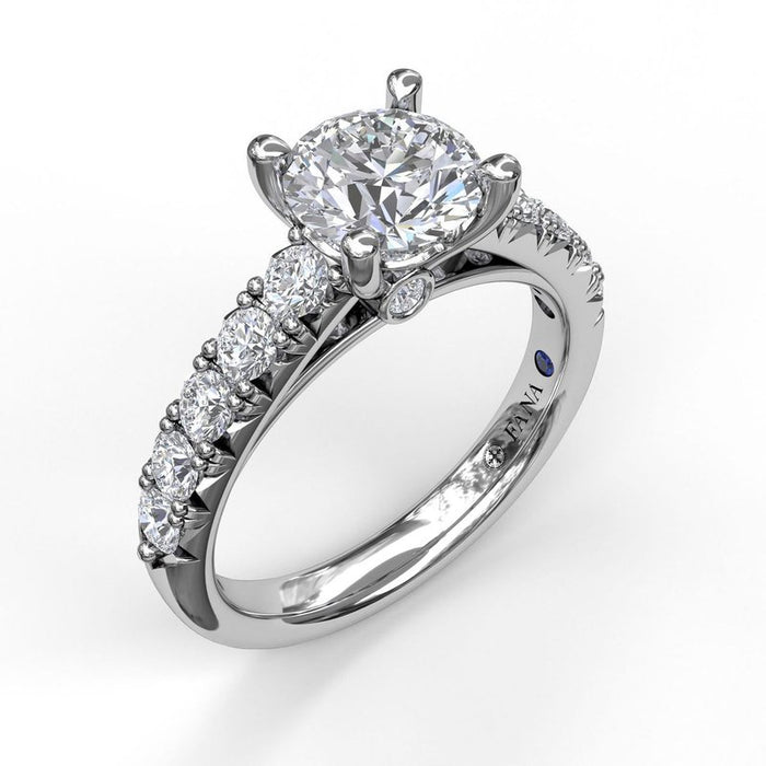 French Pavé Diamond Cathedral Shank Engagement Ring Setting