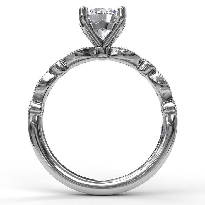 Detailed Milgrain Shank Engagement Ring Setting