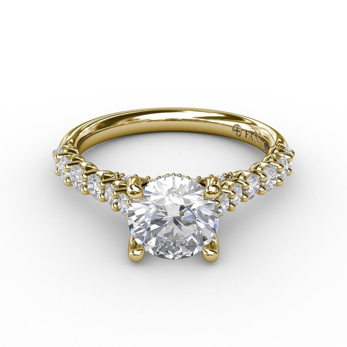 Cathedral Shank with Hidden Halo and Bridge Detail Engagement Ring Setting