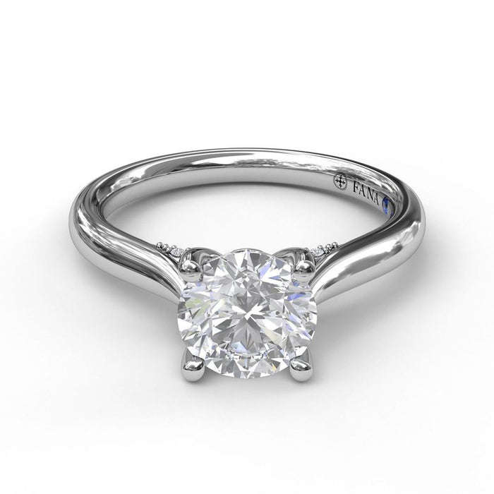Solitaire with Decorated Bridge Engagement Ring Setting