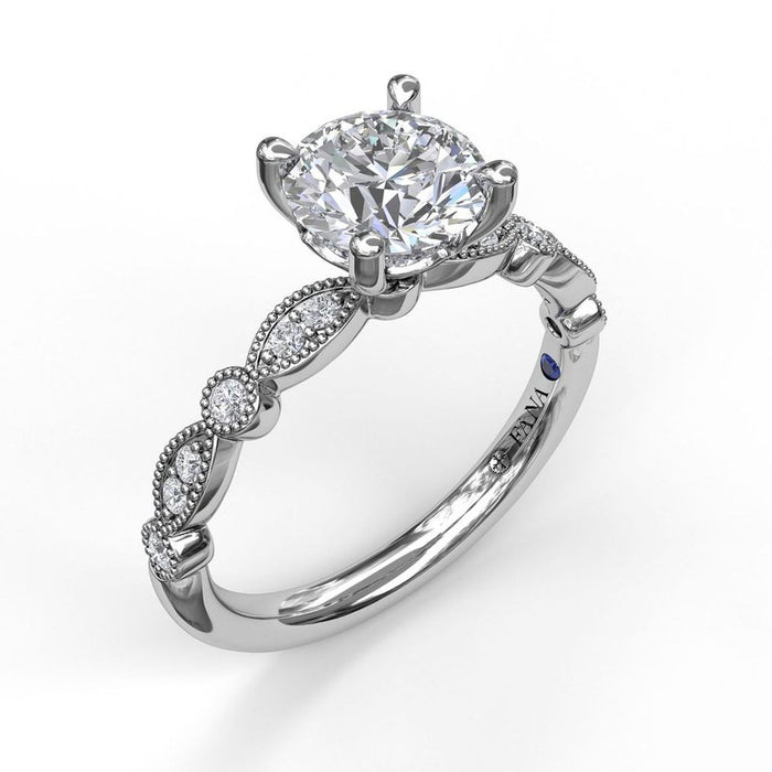 Detailed Milgrain Shank Engagement Ring Setting