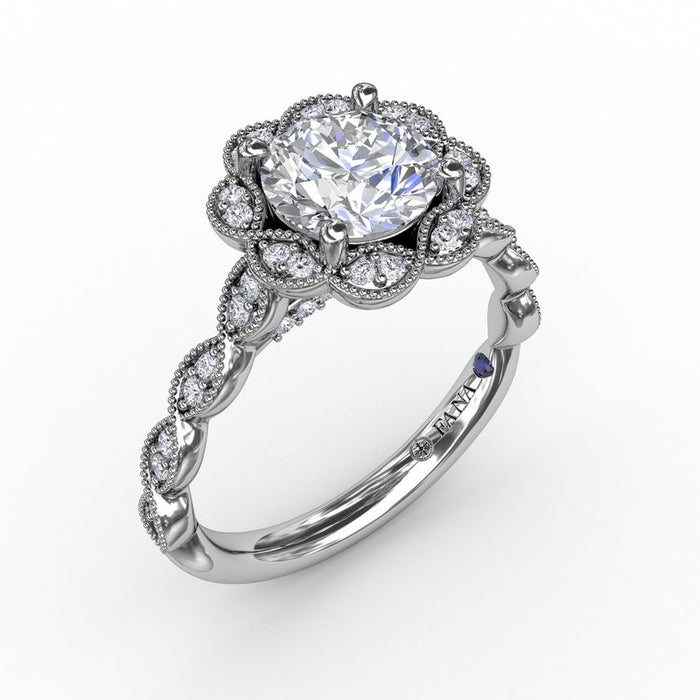 Floral Halo with Milgrain Detail Engagement Ring Setting