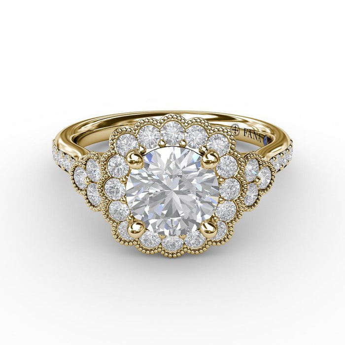 Floral Halo with Diamond Accents Engagement Ring Setting