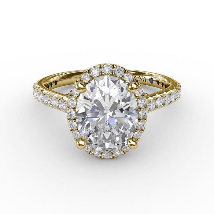 Oval Halo with Diamond Shank and Bridge Detail Engagement Ring Setting