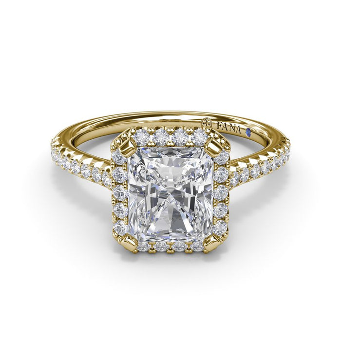 Radiant Halo with Pavé Shank Engagement Ring Setting
