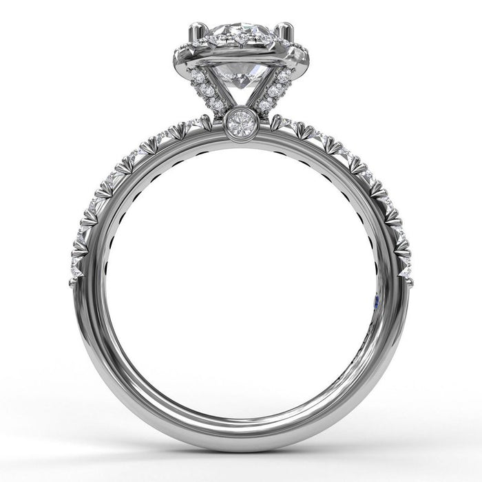 Classic Oval Halo with Side Profile Detail Engagement Ring Setting