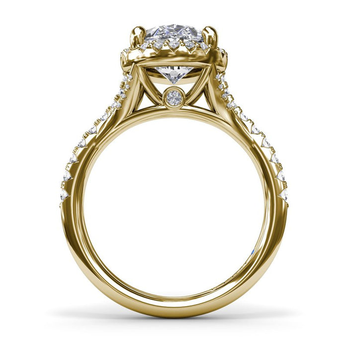 Diamond Split Shank with Halo Engagement Ring Setting