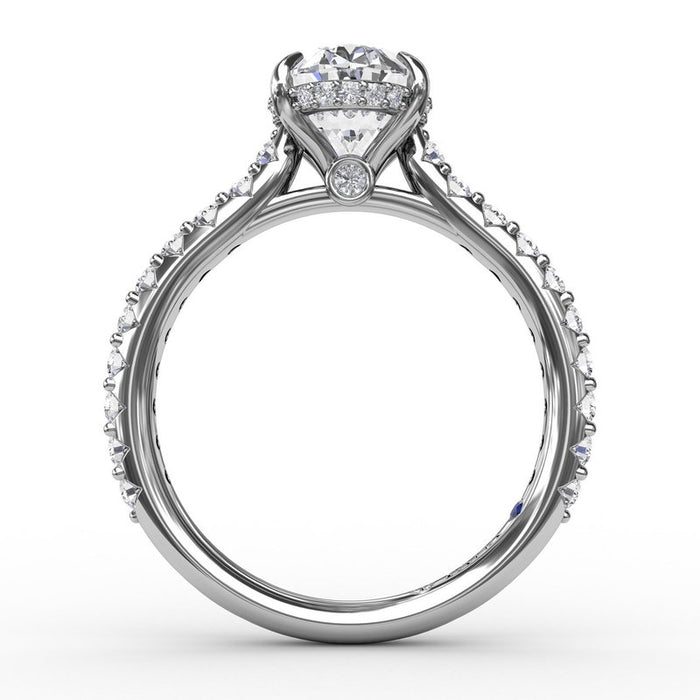 Diamond Shank with Hidden Pavé Halo Engagement Ring Setting