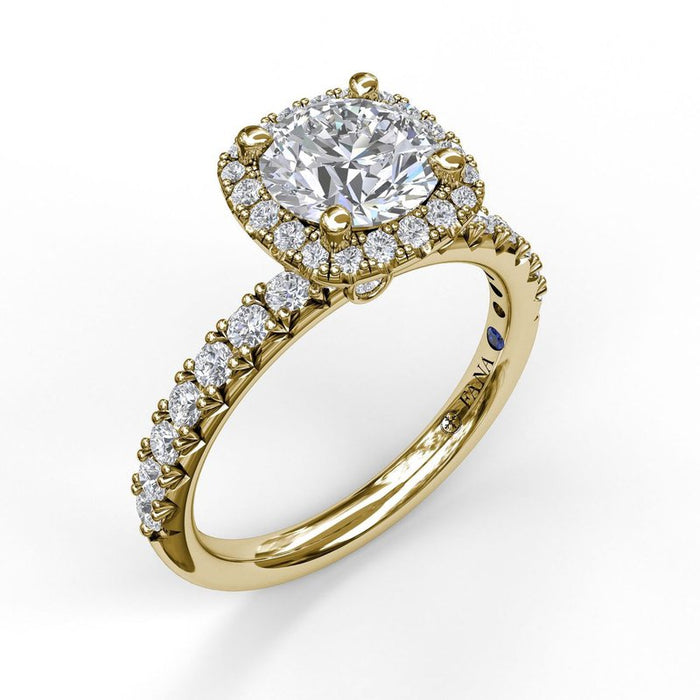 Classic Halo with Side Profile Detail Engagement Ring Setting
