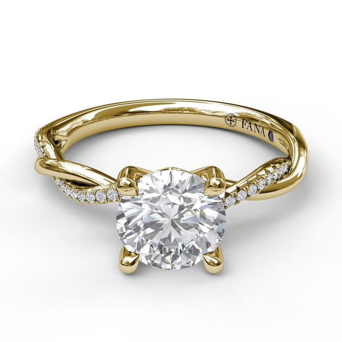 Gold and Diamond Twist Engagement Ring Setting