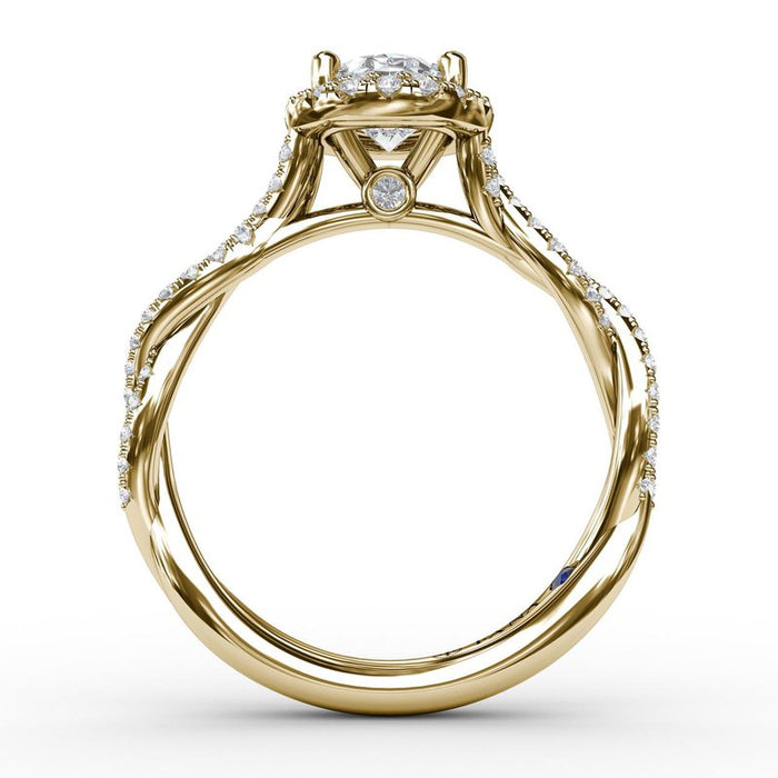Oval Halo With Diamond Twist Shank Engagement Ring Setting