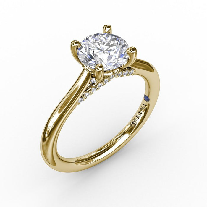 Cathedral Solitaire with Wrapped Bridge Detail Engagement Ring Setting
