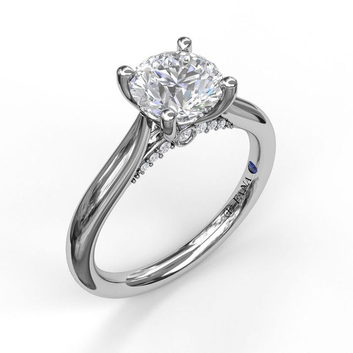 Solitaire with Decorated Bridge Engagement Ring Setting
