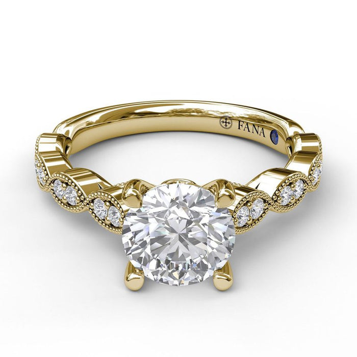 Vintage Marquise Accent with Milgrain Detail Engagement Ring Setting