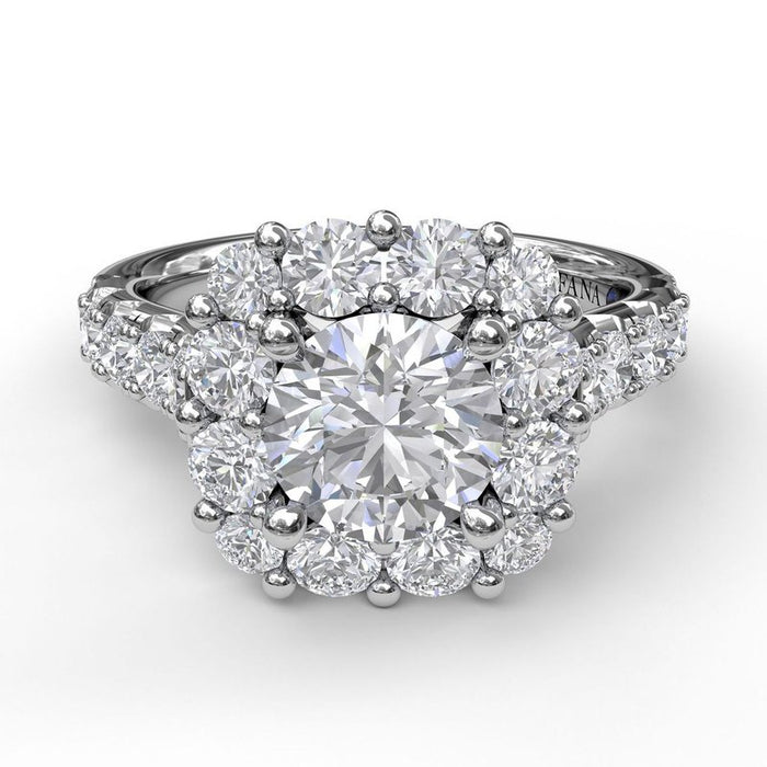 Chunky Diamond Cushion Halo Engagement Ring Setting