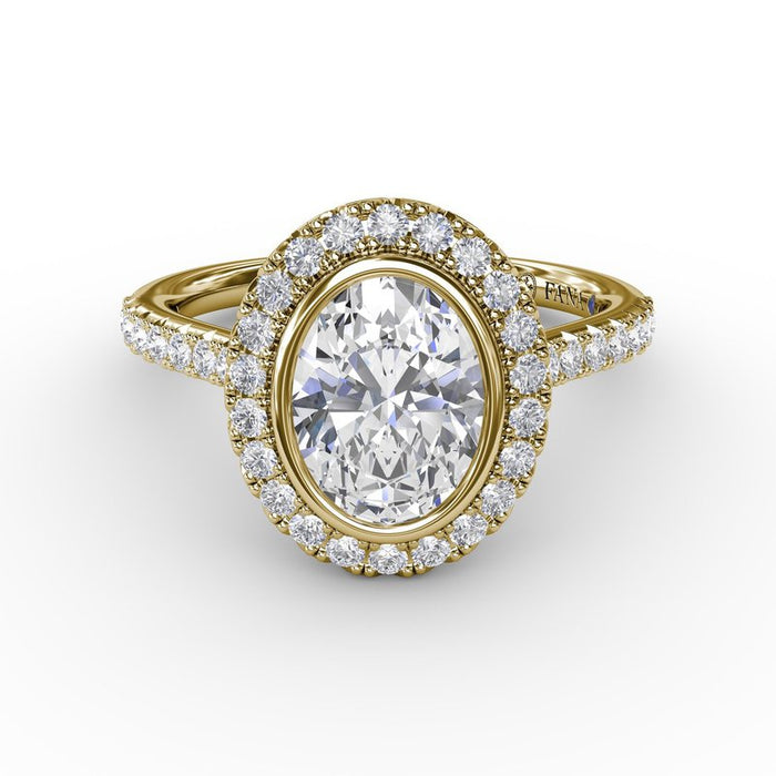 Oval Halo with Bezel Engagement Ring Setting