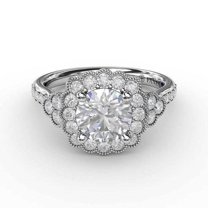 Floral Halo with Diamond Accents Engagement Ring Setting