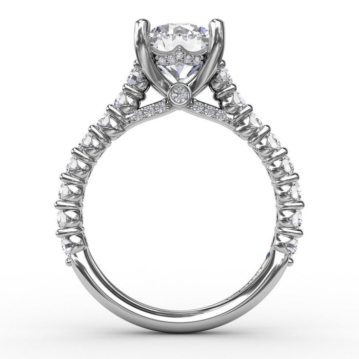 Diamond Shank with Hidden Halo and Bridge Detail Engagement Ring Setting