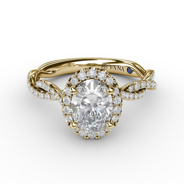 Oval Halo With Diamond Twist Shank Engagement Ring Setting