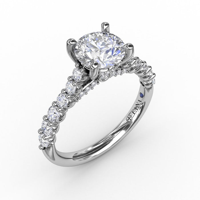 Cathedral Shank with Hidden Halo and Bridge Detail Engagement Ring Setting