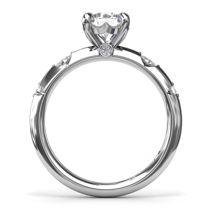 Marquise and Round Raindrop Shank Engagement Ring Setting