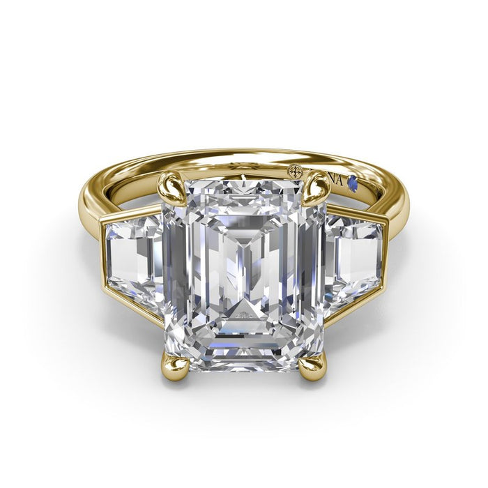 Emerald-Cut with Trapezoid Bezel Side Stones Engagement Ring Setting