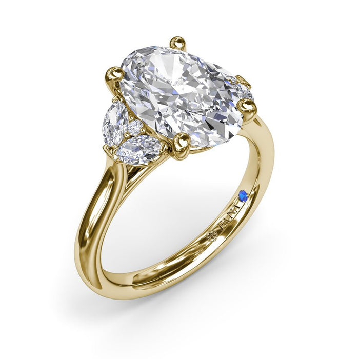 Marquise and Round Side Stones Engagement Ring Setting