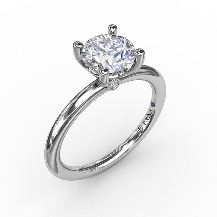 Classic Solitaire With Chevron Girdle Engagement Ring Setting