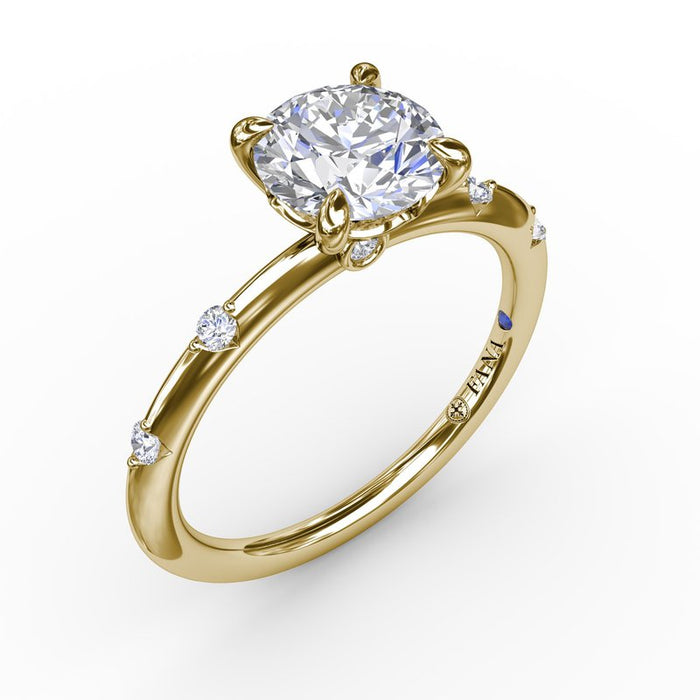 Round Raindrop Shank Engagement Ring Setting