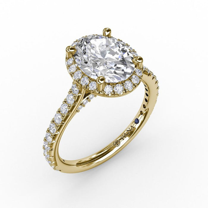 Oval Halo with Diamond Shank and Bridge Detail Engagement Ring Setting