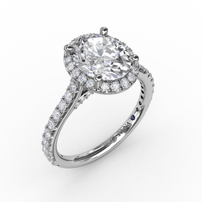 Oval Halo with Diamond Shank and Bridge Detail Engagement Ring Setting