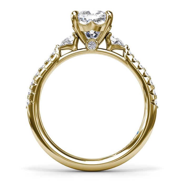 Pear and Round Diamond Shank Engagement Ring Setting
