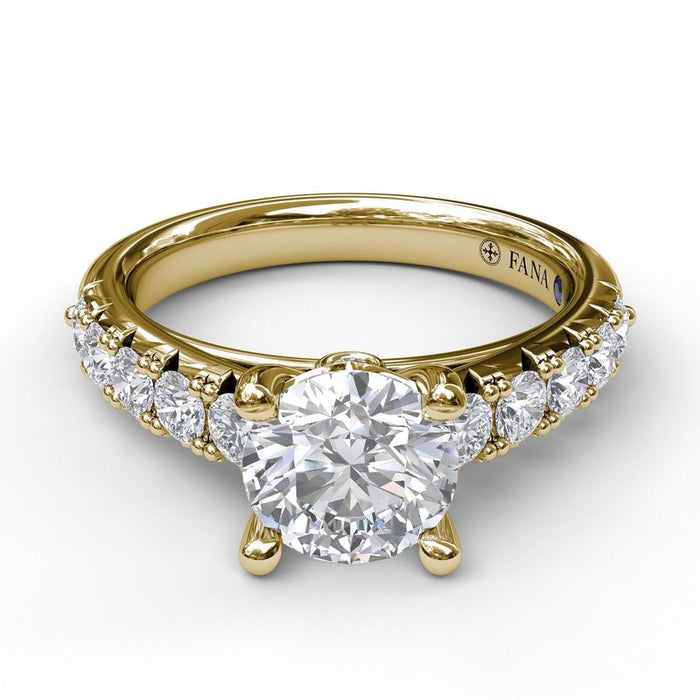 French Pavé Diamond Cathedral Shank Engagement Ring Setting