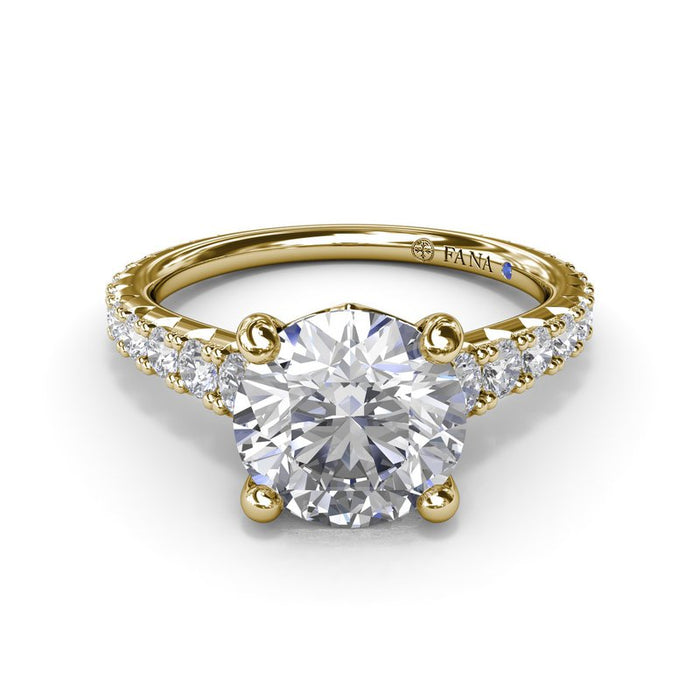 Graduated Diamond Cathedral Shank Engagement Ring Setting