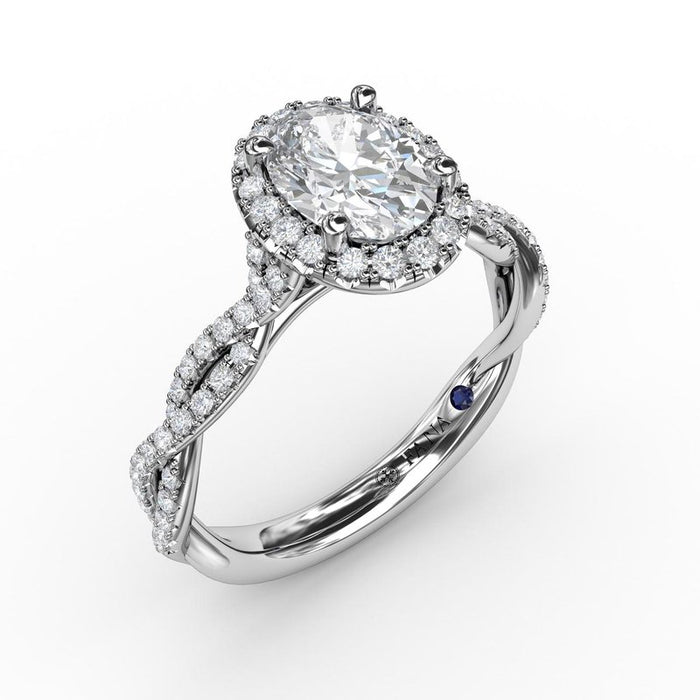 Oval Halo With Diamond Twist Shank Engagement Ring Setting