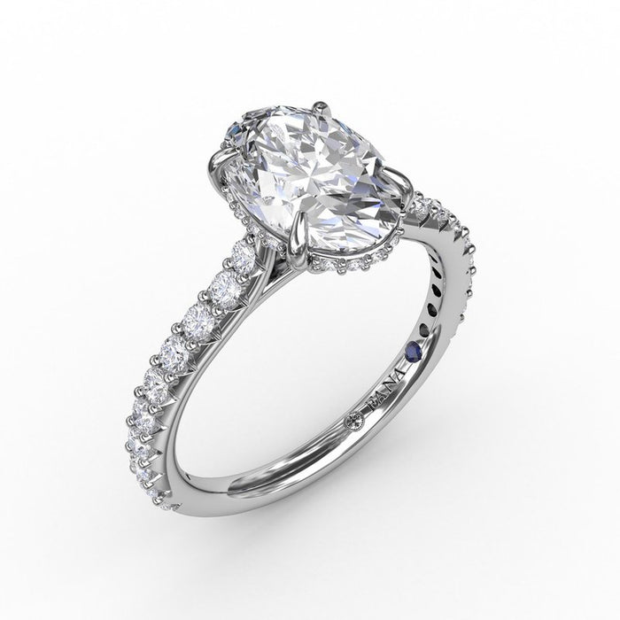 Diamond Shank with Hidden Pavé Halo Engagement Ring Setting