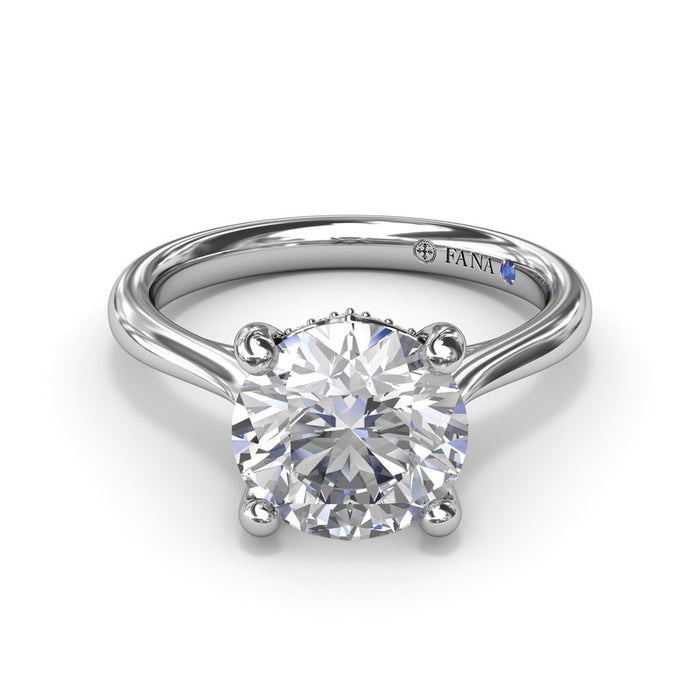 Tapered Cathedral Shank with Hidden Halo Engagement Ring Setting