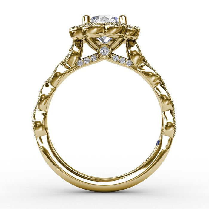 Floral Halo with Milgrain Detail Engagement Ring Setting