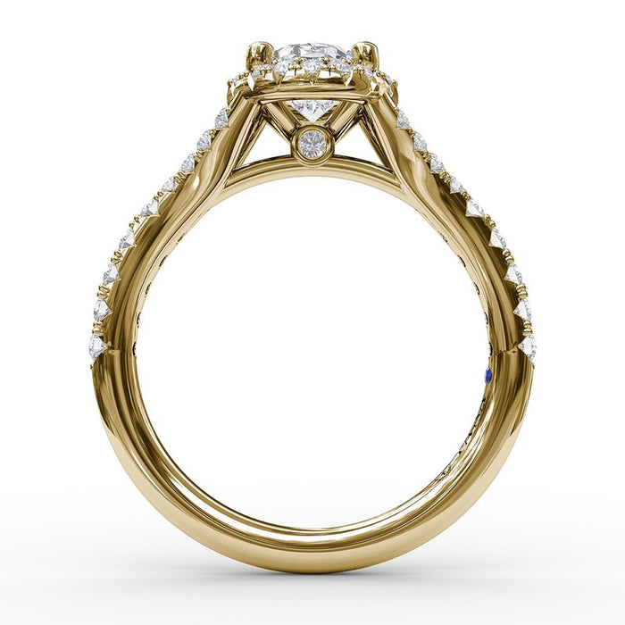 Classic Oval Halo with Subtle Split Shank Engagement Ring Setting