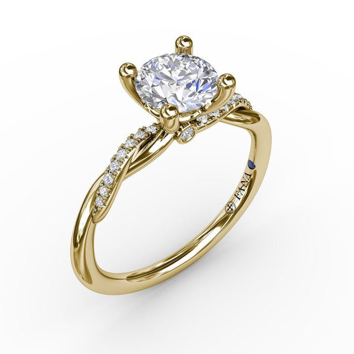 Subtle Twisted Shank Engagement Ring Setting