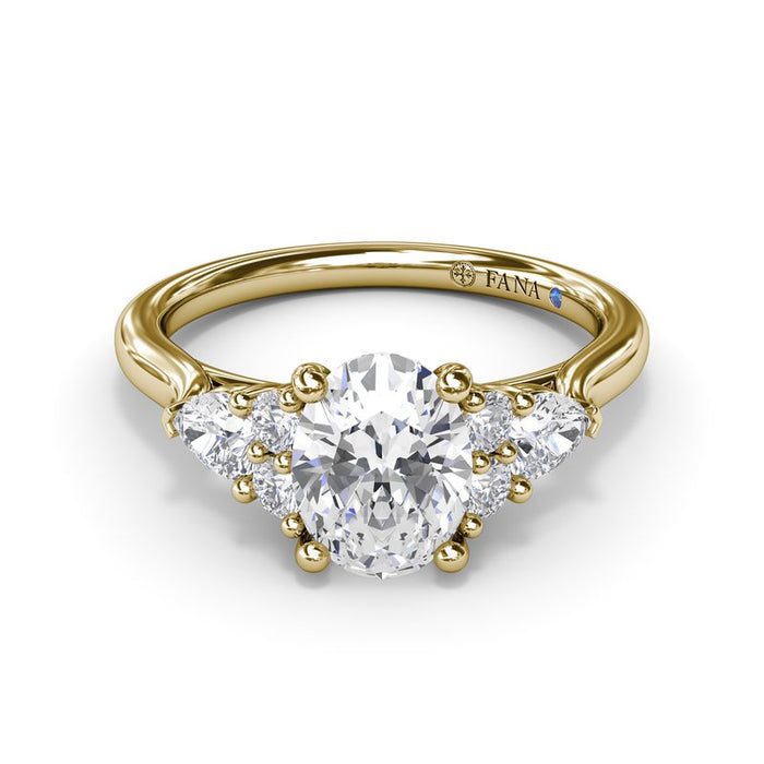 Pear and Round Side Cluster Engagement Ring Setting