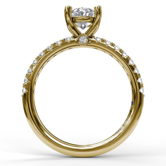 Classic Single Row Diamond Shank Engagement Ring Setting